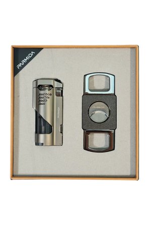 Parmida 3 Torch Gunmetal Çakmak Gunmetal Kesici İkili Puro Seti