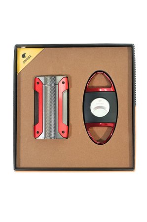 Cohiba Tek Torch Kırmızı Gunmetal Çakmak Kırmızı Siyah Kesici İkili Puro Seti