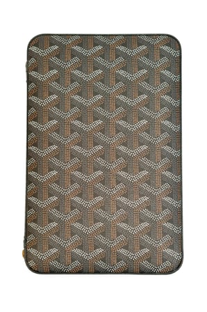 Cohiba Çakmak Kesicili Goyard Desenli Siyah Deri Puro Taşıma Çantası & Seyahat Humidoru