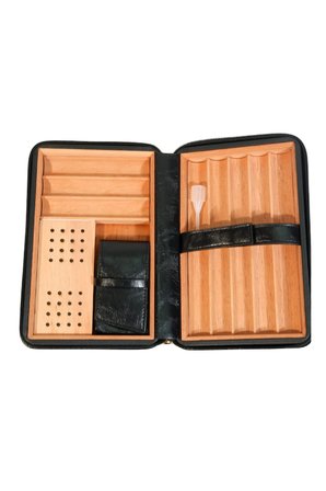 Cohiba Dahili Çakmak Siyah Deri Puro Taşıma Çantası & Seyahat Humidoru