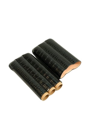 Cohiba Siyah Üçlü Deri Puro Kılıfı