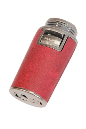 Parmida Çift Torch Pürmüz Delicili Gövdesi Deri Kırmızı Gunmetal Puro Çakmağı