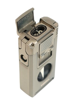 Cohiba Çift Torch Pürmüz Dahili Kesici Delicili Gunmetal Metal Puro Çakmağı