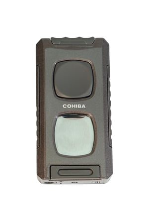 Cohiba Çift Torch Pürmüz Kesici & Delici & İğneli Kahverengi Metal Puro Çakmağı