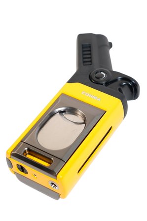 Cohiba Tek Torch Pürmüz Dahili S-V Cut & İğneli Sarı Siyah Metal Puro Çakmağı