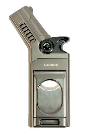 Cohiba Tek Torch Pürmüz Dahili S-V Cut & İğneli Gunmetal Metal Puro Çakmağı