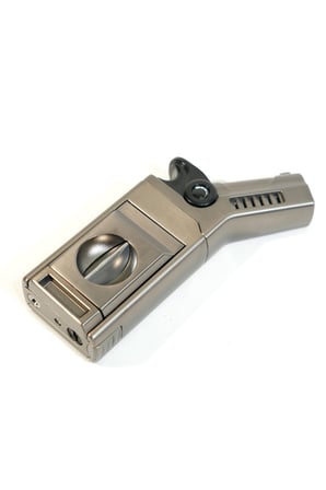 Cohiba Tek Torch Pürmüz Dahili S-V Cut & İğneli Gunmetal Metal Puro Çakmağı