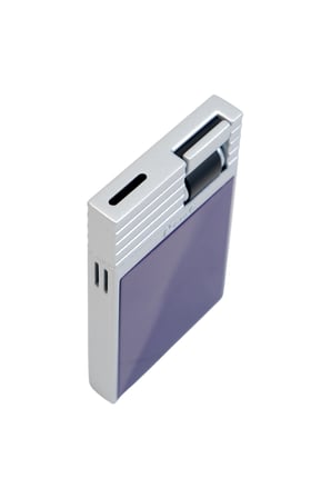 Caseti Tek Torch Perde Alev Mor Gümüş Metal Puro Çakmağı