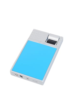 Caseti Tek Torch Perde Alev Mavi Gümüş Metal Puro Çakmağı