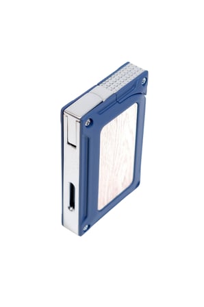 Caseti Tek Torch Pürmüz Lacivert Ahşap Desenli Metal Puro Çakmağı
