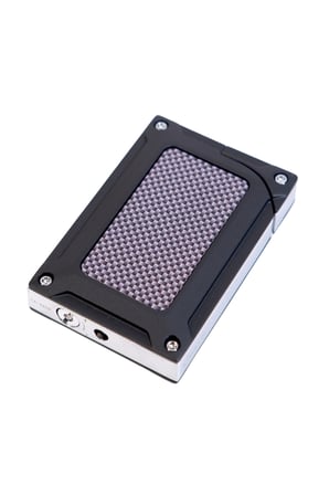Caseti Tek Torch Pürmüz Siyah Karbon Desenli Metal Puro Çakmağı