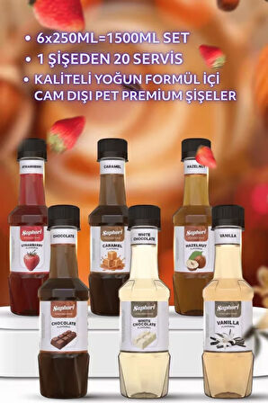 Saphori 6’lı Aromalı Kokteyl Şurubu Kahve Şurubu Seti 6 x 250 ML