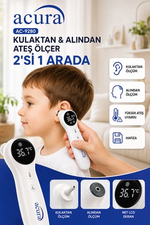 Acura AC-9280 Dual Kulaktan & Alından Profesyonel Ateş Ölçer