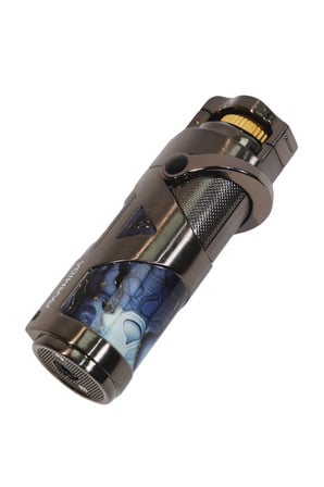 Parmida Tek Torch Pürmüz Gunmetal-Mavi Desenli Metal Puro Çakmağı