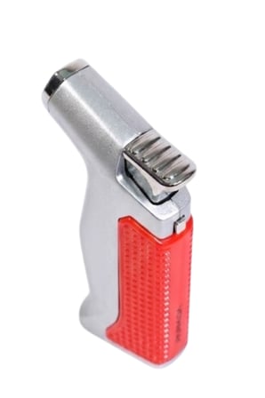 Parmida Tek Torch Pürmüz Gümüş-Kırmızı Masa Tipi Metal Puro Çakmağı