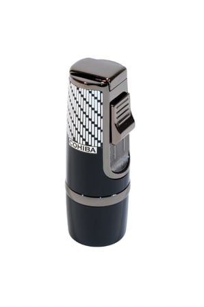 Cohiba 3 Torch Pürmüz Siyah-Beyaz Desenli Metal Puro Çakmağı