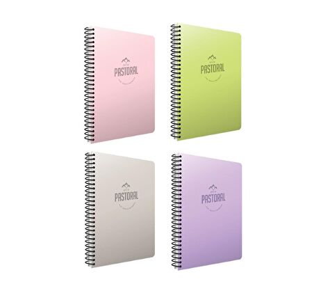 Gıpta Pastoral 17x24 96 Yaprak Plastik Kapak Spiralli Defter Kareli 4 Adet