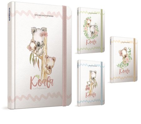 Gıpta Koala İp Dikişli Sert Kapak Lastikli Not Defteri 13X21Cm 120 Yaprak Çizgili (4 Lü Paket) 4546