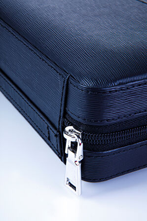 Cohiba XL Mat Siyah Dahili Çakmak Deri Puro Taşıma Çantası & Seyahat Humidoru