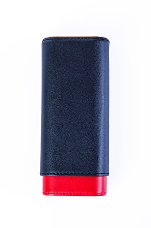 Cohiba Kırmızı-Siyah Üçlü Deri Puro Kılıfı