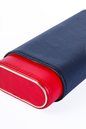 Cohiba Kırmızı-Siyah Üçlü Deri Puro Kılıfı