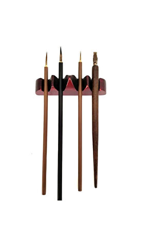 Kalem yastığı ahşap beş parmak, 4 yuvalı-kalem tutucu, fırça tutucu, fırça standı, fırçalık-kahve