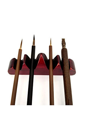 Kalem yastığı ahşap beş parmak, 4 yuvalı-kalem tutucu, fırça tutucu, fırça standı, fırçalık-kahve