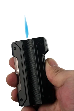 Quantoro Tek Torch Pürmüz Siyah Metal Puro Çakmağı