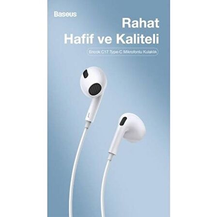 Baseus Polham Hd Ses Seviyeli Type-C Kablolu Kulakiçi Kulaklık Type-C Kulaklık