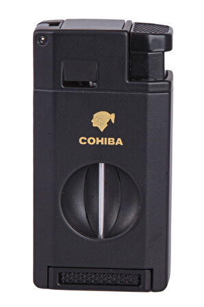 Cohiba Çift Torch Pürmüz Siyah Dahili Delici & V Kesici Metal Puro Çakmağı