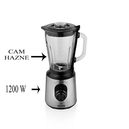 Schafer Cam Sürahi Blender Buz Kırıcılı İnox Gövde 1200 W