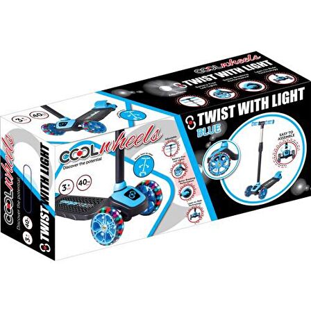 Cool Wheels Twist Led Işıklı 3 Tekerlekli Yükseklik Ayarlı Scooter - Mavi