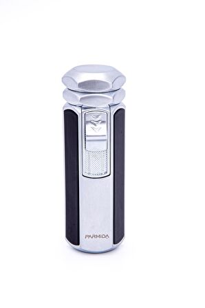 Parmida 4 Torch Pürmüz Gümüş-Siyah Metal Puro Çakmağı