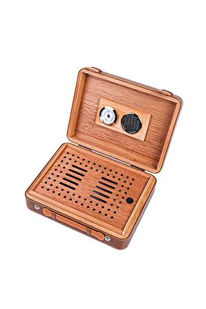 PQ Kahverengi Deri Seyahat Çantası Humidor