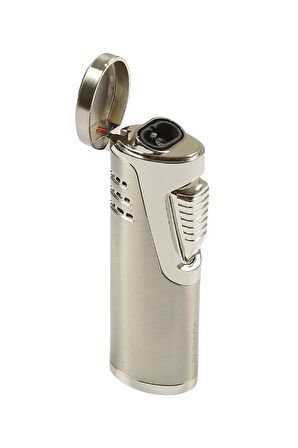 Parmida Çift Torch Pürmüz Gümüş Metal Puro Çakmağı