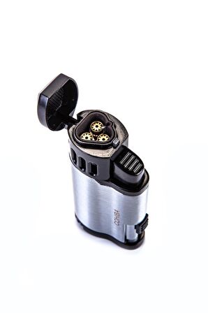 Cohiba 3 Torch Gümüş Siyah Desenli Puro Çakmağı