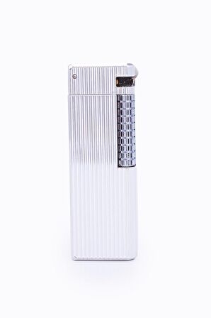 Parmida Gümüş Düz İşlemeli Soft Flame Metal Çakmak