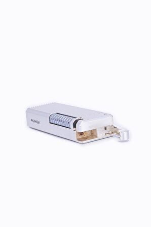 Parmida Gümüş Düz İşlemeli Soft Flame Metal Çakmak