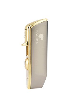 Cohiba 3 Torch Pürmüz Gunmetal Çakmak ve Gold Kesici Seti