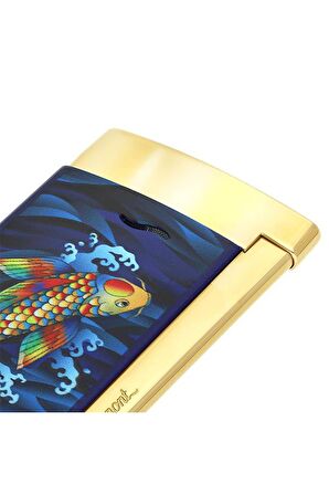 S.T. Dupont Slim 7 Koifish Gold-Lacivert Puro Çakmağı 27797