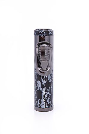 Parmida Skull Design Çift Torch Pürmüz Siyah Metal Puro Çakmağı