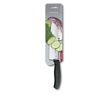 Victorinox VT6.8523.17B Blisterli Kanallı Santoku Bıçağı 17 Cm. (Siyah)