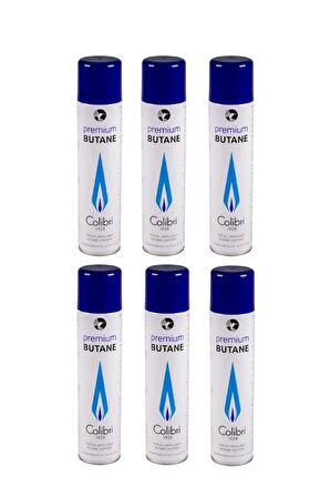 Colibri Premium Gazlı ve Pürmüzlü Çakmaklar İçin Bütan Gaz 6'lı Paket