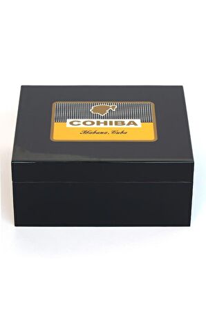 Cohiba Sedir Humidor Puro Kutusu Siyah