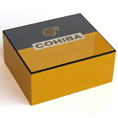 Cohiba Sarı-Gri Nokta Desenli Humidor Puro Kutusu