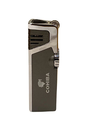 Cohiba Gümüş-Gunmetal Dahili Delicili 3 Torch Pürmüz Puro Çakmağı
