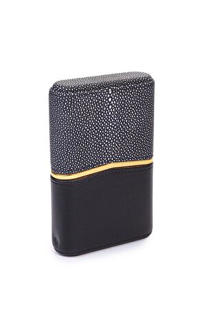 Cohiba Gri-Siyah İçi Sedir Dörtlü Deri Puro Kılıfı