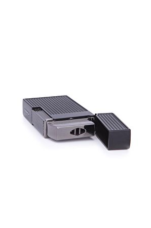 Parmida Siyah İşlemeli Perde Alev Metal Puro Çakmağı