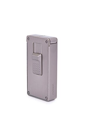 Parmida Çift Torch Pürmüz Fırçalı Gümüş Metal Puro Çakmağı