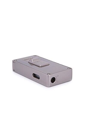 Parmida Çift Torch Pürmüz Fırçalı Gümüş Metal Puro Çakmağı